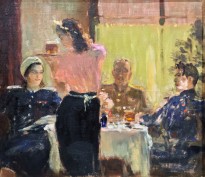 А. Самохвалов - Встреча друзей, 1945 (холст на фанере, масло)