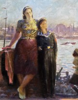 А. Самохвалов - На набережной, 1950-е (холст на фанере, масло)