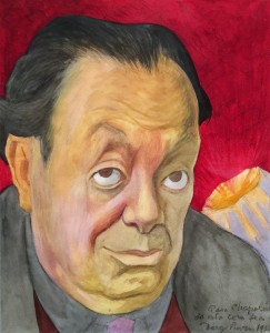 Диего Ривера - Автопортрет, 1954 (бумага, акварель. Музей Долорес Ольмедо)