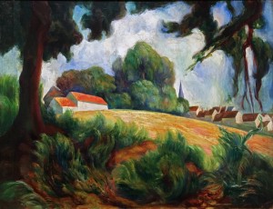 Диего Ривера - Деревня возле поля, 1919 (холст, масло)