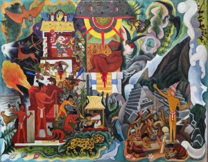 Диего Ривера - Доколумбова Америка, 1950 (холст, масло. Частное собрание)