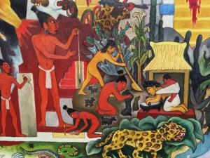 Диего Ривера - Доколумбова Америка, фрагмент, 1950 (холст, масло. Частное собрание)