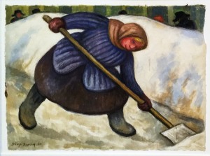 Диего Ривера - Женщина, убирающая снег, 1955 (Бумага, акварель. Музей Долорес Ольмедо)