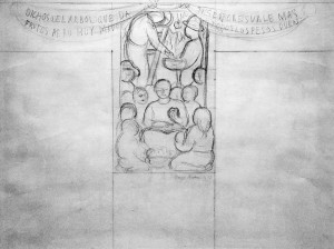 Диего Ривера - Набросок к фреске 'Плоды земли' в здании Министерства народного образования, 1925 (бумага, карандаш. Собраниме Хуана рафаэля Коронеля Риверы)