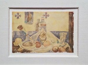 Диего Ривера - Натюрморт с бутылкой анисовой настойки, 1918 (бумага, акварель. Музей Долорес Ольмедо)