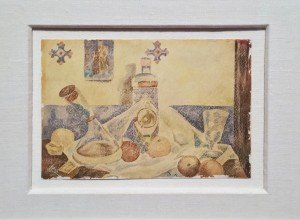 Диего Ривера - Натюрморт с бутылкой анисовой настойки, 1918 (бумага, акварель. Музей Долорес Ольмедо)