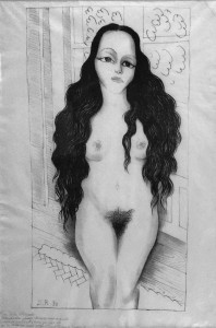 Диего Ривера - Портрет Долорес Ольмедо, 1930 (литография. Музей Долорес Ольмедо)