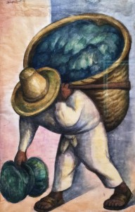 Диего Ривера - Продавец капусты, 1936 (бумага, акварель. Музей Долорес Ольмедо)