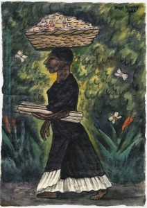 Диего Ривера - Теуана с корзиной, 1938 (бумага, акварель. Музей Долорес Ольмедо)