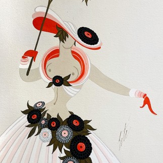 Роман Тыртов (Эрте) — Апрель в Париже (эскиз для театральной постановки), 1920-е (бумага, акрил, гуашь).