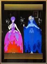 Роман Тыртов (Эрте) — Вечер, ночь. Диптих 'Утро, день, вечер, ночь', 1985 (сериография, тиснение фольгой 123-300).