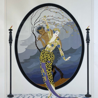 Роман Тыртов (Эрте) — Женщина и сатир, 1980 (сериография по эскизу для обложки журнала 'Харперс Базар', номер от ноября 1918 г., 208-300)