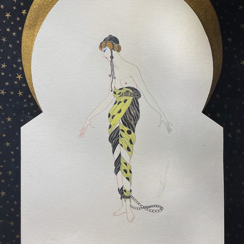 Роман Тыртов (Эрте) — Эскиз для балета 'Шехерезада', 1920-е (бумага, карандаш, акрил, гуашь, тушь).