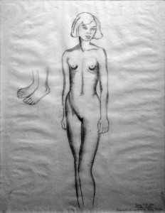 Фрида Кало - Обнаженная Ади Вебер (Моя кузина), 1930 (бумага, карандаш. Музей Долорес Ольмедо)
