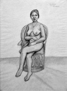 Фрида Кало - Обнаженная Ева Фредерик, 1931 (бумага, карандаш. Музей Долорпес Ольмедо)