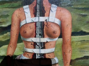 Фрида Кало - Сломанная колонна, фрагмент, 1944 (холст, масло. Музей Долорес Ольмедо)