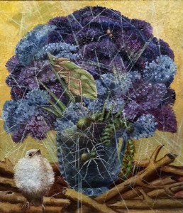 Фрида Кало - Цыпленок, 1945 (мазонит, масло. Музей Долорес Ольмедо)