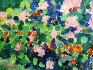 Жоржетт Агютт - Клумба герани (холст, масло), фрагмент