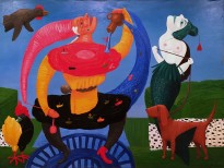 Виктор Кузнецов (Гиппер Пупер) - Обливание Петрушки, 1990 (холст, масло)