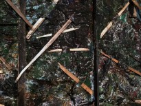 Елена Бочарова - Над землей, под землей, 2018 (геотекстиль, дерево, алкидная эмаль, акрил) фрагмент