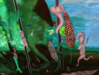 Леонид Пурыгин (1951-1995) - Женщина-кошка в клетке, 1994 (холст, масло) фрагмент