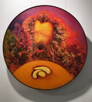 Николай Сажин - Автопортрет в виде головы олоферна (Зевающий), 1988 (оргалит, масло)