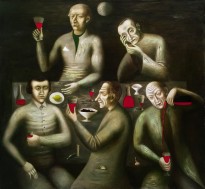 Ольга Булгакова - Застолье при луне, 1980 (холст, масло)