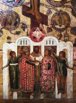 Распятие христово, с семью таинствами и сценами страстей христовых (посл. четв. XVII в.) Поволжье (фрагмент)