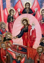 Успение прсв. Богородицы, сер. - тр. четв. XVIII в., Север (дерево, темпера), фрагмент.