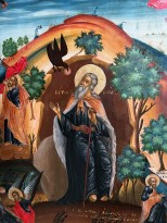 Пророк Илия в пустыне со сценами жития, вт. п. XVIII в., ЦР (дерево, темпера), фрагмент.