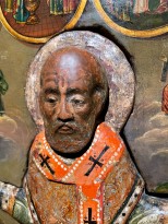 Святитель Николай Чудотворец — Первая треть XVIII в. (скульптура), перв. пол. XIX в. (икона), фрагмент.