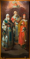 Святители Николай Чудотворец и Алексий Митрополит Московский, великом. Ирина. Конец XVIII в. (дерево, масло).