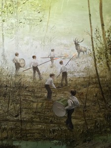 Ярмо Мякиля - Мальчик, превратившийся в оленя у Тайных Ворот III, фрагмент, 2014 (холст, масло)