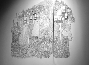 Яссер Аль Мулла - Посетители Аль Халладжа, 2018 (тушь, холст)