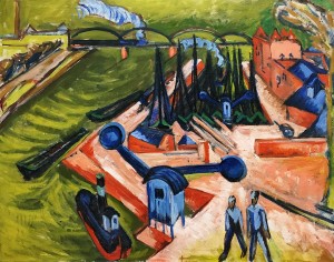 Эрнст Людвиг Кирхнер - Западная гавань во Франкфурте на Майне, 1916 (холст, масло)