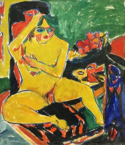 Эрнст Людвиг Кирхнер - Обнаженная в мастерской, 1910 (холст, масло)