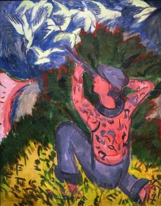 Эрнст Людвиг Кирхнер - Охотник на чаек в лесу, 1912 (холст, масло)