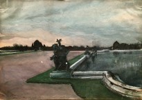 А. Н. Бенуа - Версаль. Бассейн, 1905 (бумага, карандаш, акварель, пастель)