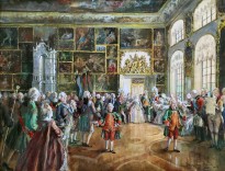 А. Н. Бенуа - Выход Императрицы Екатерины II, 1907-1951 гг., бумага, смешанная техника