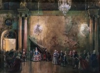 А. Н. Бенуа - Маскарад. Вариант иллюстрации к книге А. Попова 'Григорий Орлов' (бумага, акварель, карандаш)