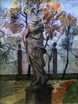 А. П. Остроумова-Лебедева - Летний сад. Статуя, 1918 (акварель, бумага)