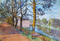 А. П. Остроумова-Лебедева - Пруд в Детском селе, 1929 (бумага, карандаш, акварель)