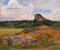 Б. М. Кустодиев - Конкола, имение Буденгофа, 1917 г. (масло, фанера)