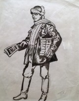 Б. М. Кустодиев - Холодный букинист (бумага, акварель)