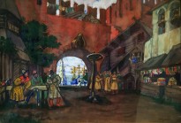 Б. М. Кустодиев - Эскиз к пьесе А. Н. Островского 'Воевода (Сон на Волге', 1914 (картон, смешанная техника)