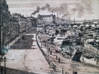 Г. С. Верейский - Вид на Тучкову набережную (конец 1910-х, бумага на картоне, тушь, перо)