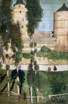 Е. Е. Лансере - Башни, 1901 (бумага, акварель)