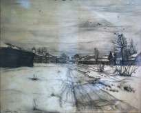 И. И. Бродский - Зимний пейзаж, 1919 (бумага, пастель, смешанная техника)