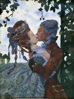 К. А. Сомов - Поцелуй. Вариант эскиза иллюстрации для 'Книги маркизы' Ф. Блея, 1910 (бумага, акварель)