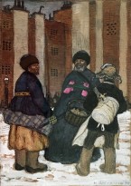 М. В. Добужинский - Типы Петербурга. Продавцы сбитня, 1910 (картон, смешанная техника)